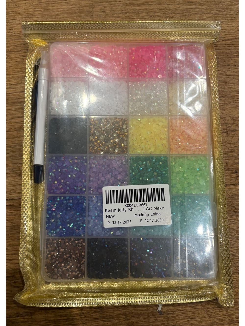 Resin Jelly Rhinestone Art Make Set with Tweezers and Pickup Pen